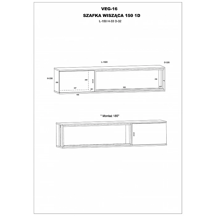 Piekarināms plaukts "VEGAS" 150x33x32