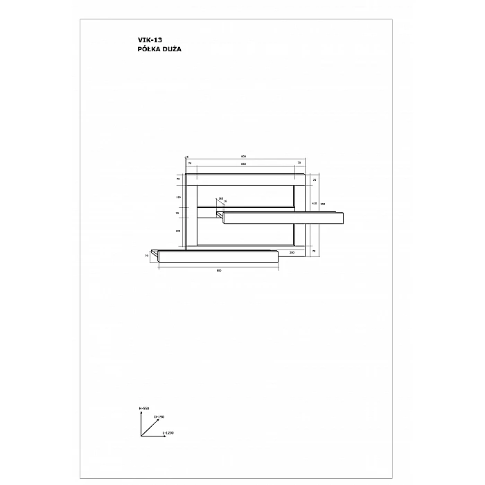 Piekarināms plaukts "VIKI" (glancēts) 80x55x16