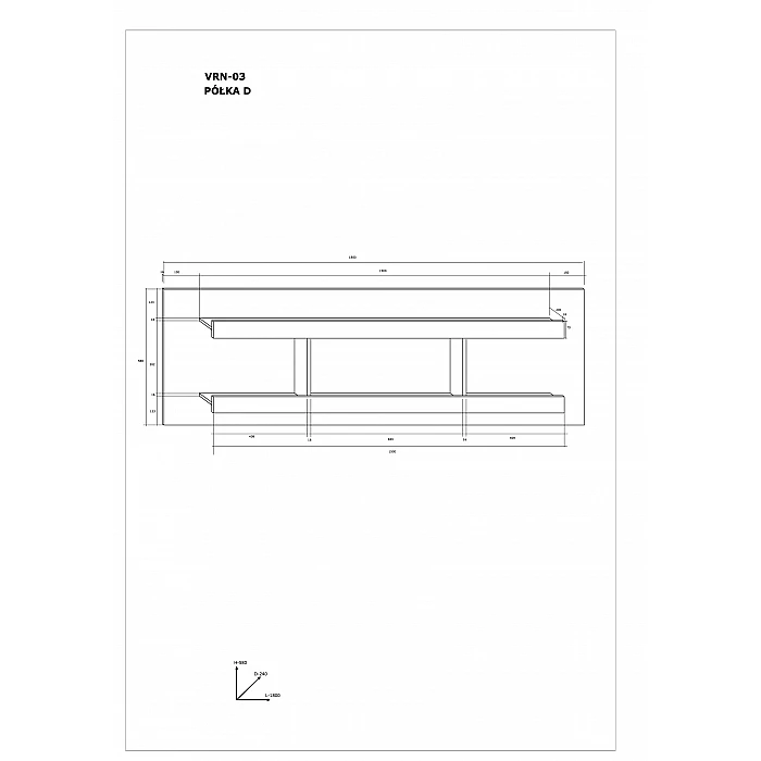 Piekarināms plaukts "VERIN" 180x58x20