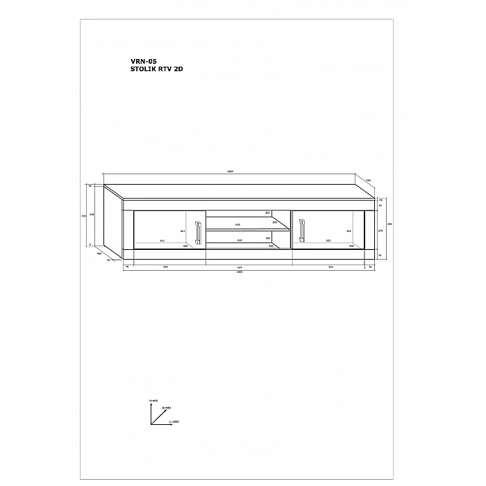 ТВ стол «VERIN» (глянцевый) 180x43,9x41,8