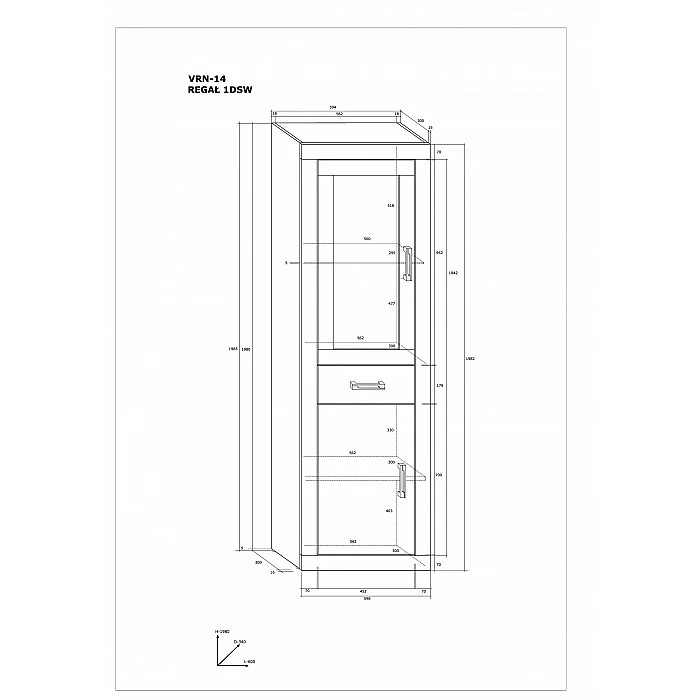 Plaukts "VERIN" 59.4x198.5x30