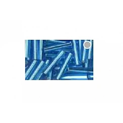 Glass Cylinders - Silver-Blue, D 2 mm, 20 g