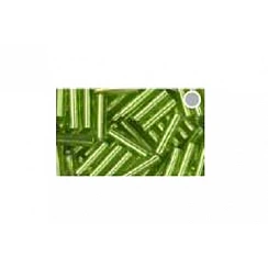 Glass Seed Beads - Silvered Green Cylinders (Ø 2 mm, 20 g)