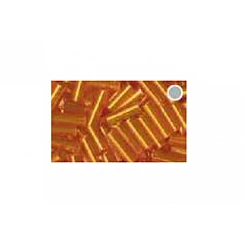 Glass Cylinder Beads - Silver-Orange, 2 mm Diameter, 20 g