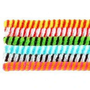 Пушистые проволоки — полосатые, разных цветов (D 6 мм, L 30 см, 18 шт.)