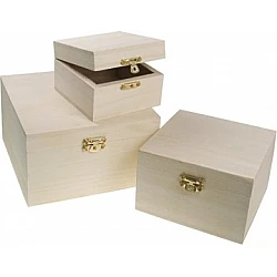 Wooden Boxes with Latch (3 pcs.)
