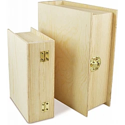 Wooden Book-Shaped Storage Boxes with Closure (2 pcs)