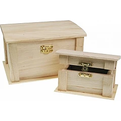 Wooden Storage Boxes with Latches (2 pcs)
