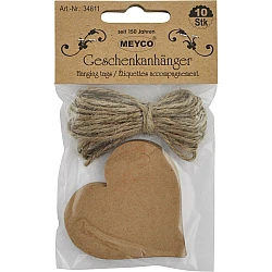 Cardboard tags - hearts (6 cm, 10 pcs.)