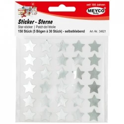 Наклейки серебряных звездочек (150 шт.)