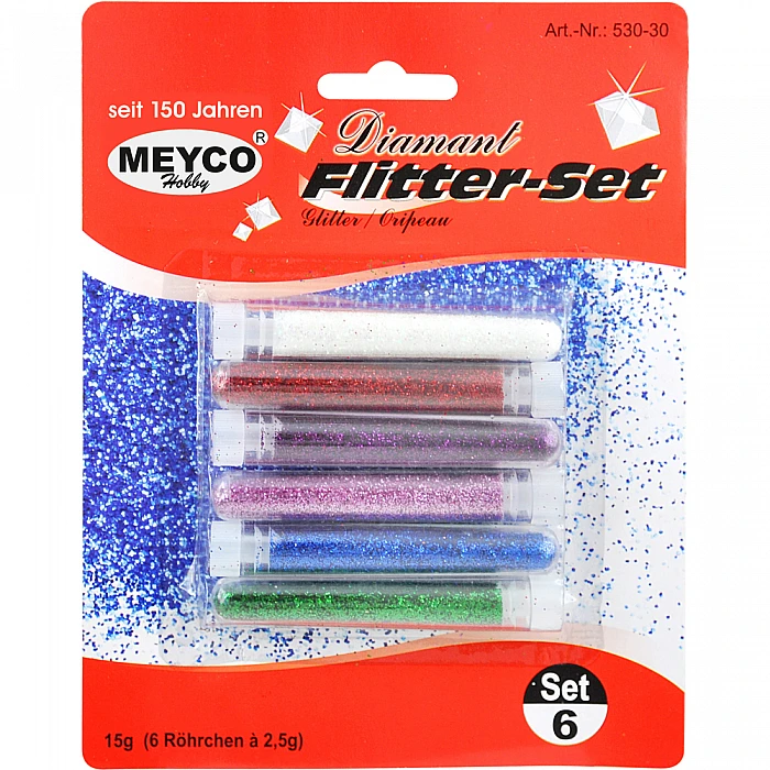 Декоративные блёстки — разные цвета (6×2,5 г)