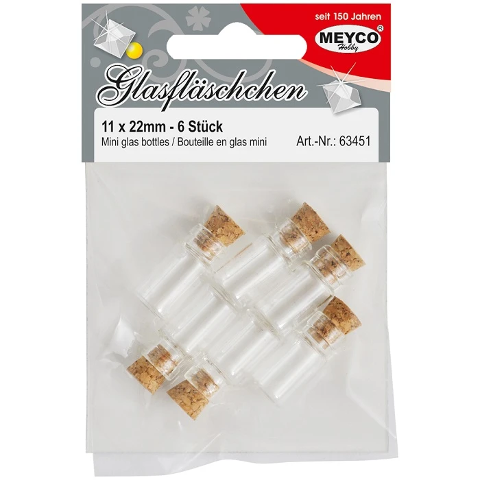 Стеклянные бутылочки с пробкой (6 шт.)
