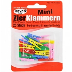 Small Plastic Pegs - Assorted Colours (L 25 mm, 25 pcs)