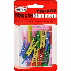 Small Wooden Pegs - Assorted Colours (L 3.5 cm, 25 pcs)