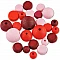 Wooden bead mix, red and pink, 25 pcs