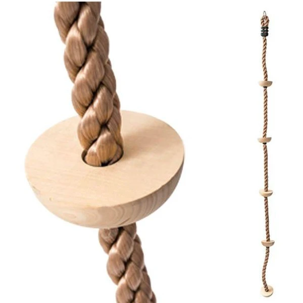 Веревка для лазания с деревянными ступеньками