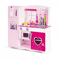 Розовая деревянная кухня