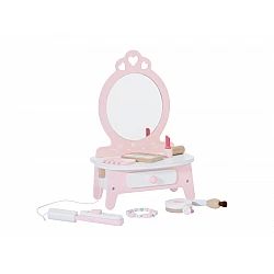 Миниатюрный деревянный столик для куклы с зеркалом