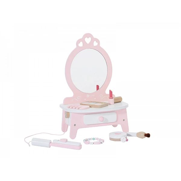 Mini wooden doll table with mirror