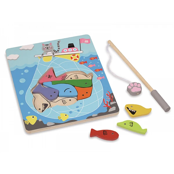 Magnētiska koka puzle "Zivs"