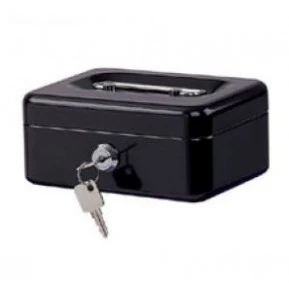 Металлическая касса для денег (153 x 120 x 70 мм), чёрная