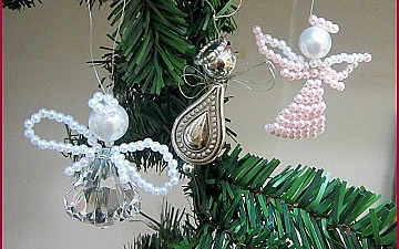 Ziemassvētku dekori - pērļu eņģelīši