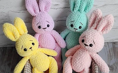 Krāsainie zaķīši no ALIZE puffy dzijas