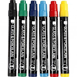 Marķieri stiklam un porcelānam 1-3 mm (6 gab.)