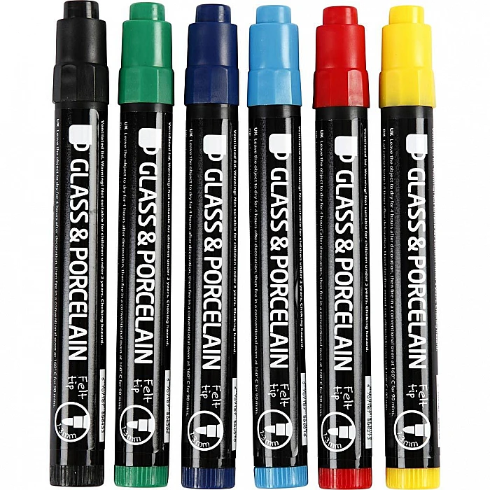 Marķieri stiklam un porcelānam 1-3 mm (6 gb.)