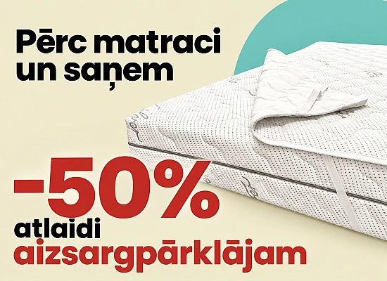 Pērc matraci un saņem 50% aizsargpārklājam