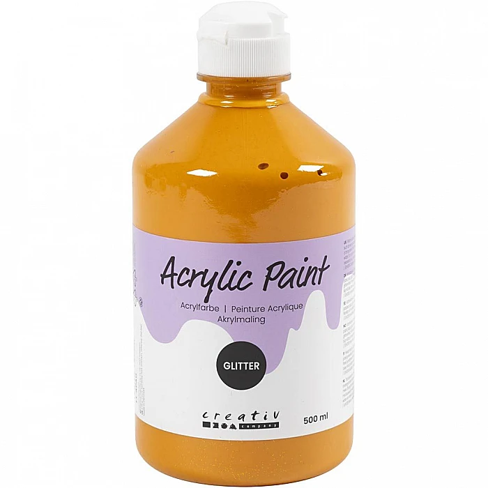 Akrila krāsa ar spīdumiem - dzeltena 500 ml