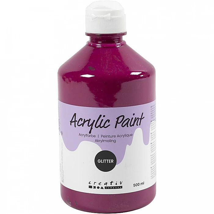 Akrila krāsa ar spīdumiem - rozā 500 ml