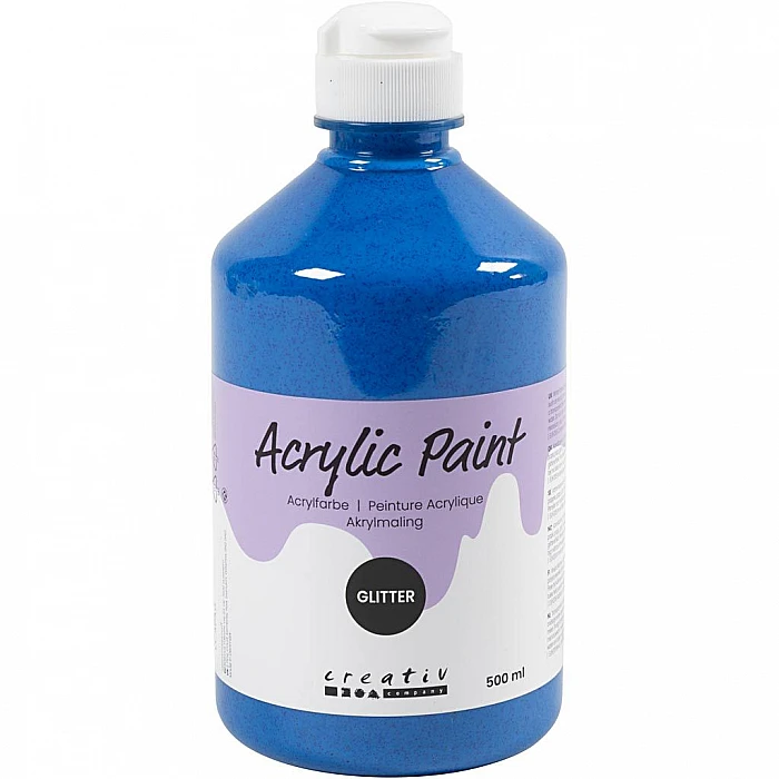 Acrylic Paint with Glitter - Blue 500 ml