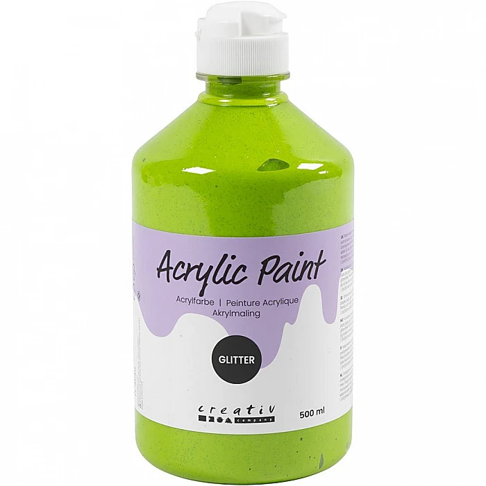 Acrylic Paint with Glitter - Green 500 ml