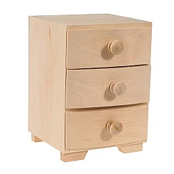 Wooden bedside table with 3 drawers