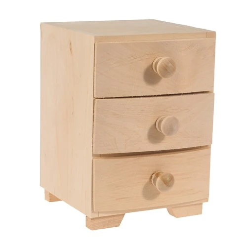 Wooden bedside table with 3 drawers