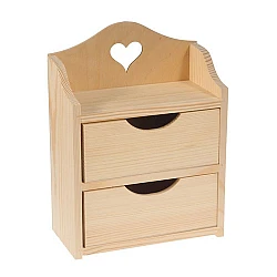 Wooden Shelf with 2 Drawers and Decorative Heart