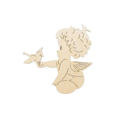 Wooden angel with bird