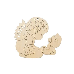 Wooden angel with teddy bear