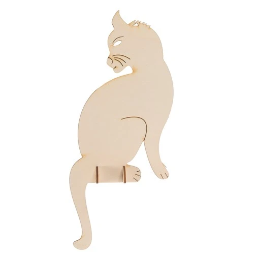 Wooden Ornament - Cat on Stand