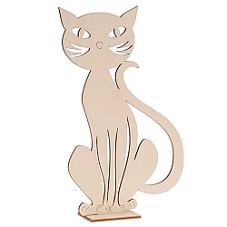 Wooden decoration - cat with base