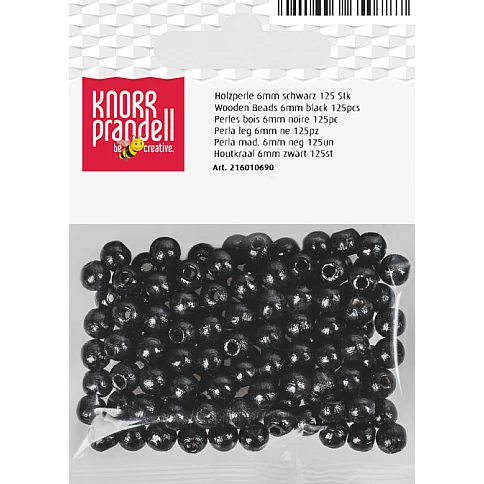 Wooden Beads – Black (6 mm, 125 pcs)