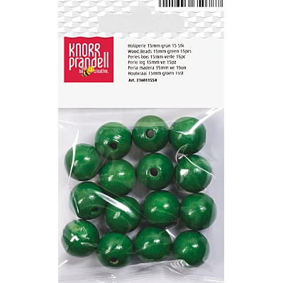 Wooden beads - green (15 mm, 15 pcs.)