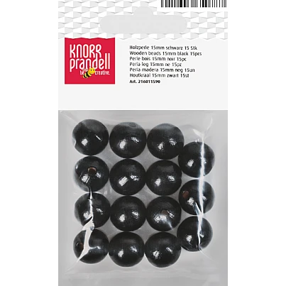 Wooden beads – black (15 mm, 15 pcs.)