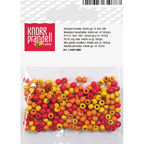 Wooden beads – yellow and red mix (4 mm, 165 pcs)
