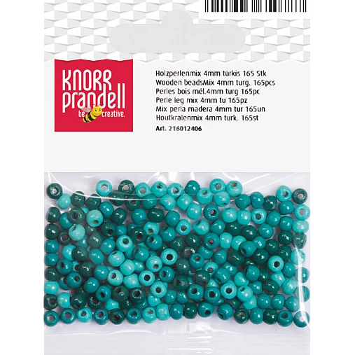 Wood Beads - Turquoise Mix (4 mm, 165 pcs)