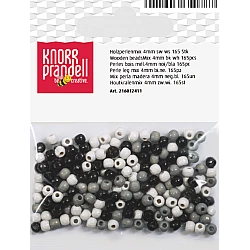 Koka pērlītes-balta-pelēka-melna (4 mm, 165 gab.)