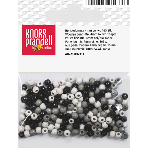 Koka pērlītes-balta-pelēka-melna (4 mm, 165 gb.)