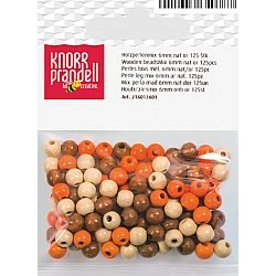 Koka pērlītes-bēšigas un oranžas, mix (6 mm, 125 gab.)