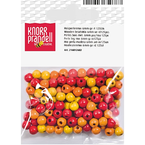Wooden beads – yellow and red, mix (6 mm, 125 pcs.)